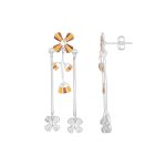 92.5 sterling silver floral dangle earrings with enamel