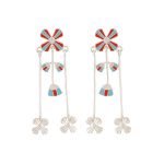 92.5 sterling silver floral dangle earrings with enamel