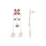 92.5 sterling silver floral dangle earrings with enamel