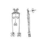 92.5 sterling silver floral dangler earrings with oxidized finish