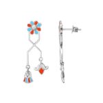 Dainty Egyptian Flower 92.5 Sterling Silver Earrings with enamel