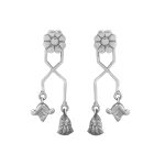 Dainty Egyptian Flower 92.5 Sterling Silver Earrings with oxidized finish