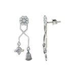 Dainty Egyptian Flower 92.5 Sterling Silver Earrings with oxidized finish