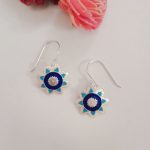 Blue Flower 92.5 Sterling Silver Dangler Earrings