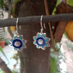 Blue Flower 92.5 Sterling Silver Dangler Earrings