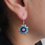 Blue Flower 92.5 Sterling Silver Dangler Earrings