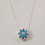 Blue Flower 92.5 Sterling Silver Pendant
