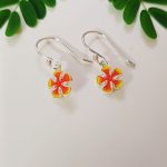 Gulmohar Flower 925 silver danglers