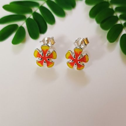 Gulmohar Flower 925 silver ear studs