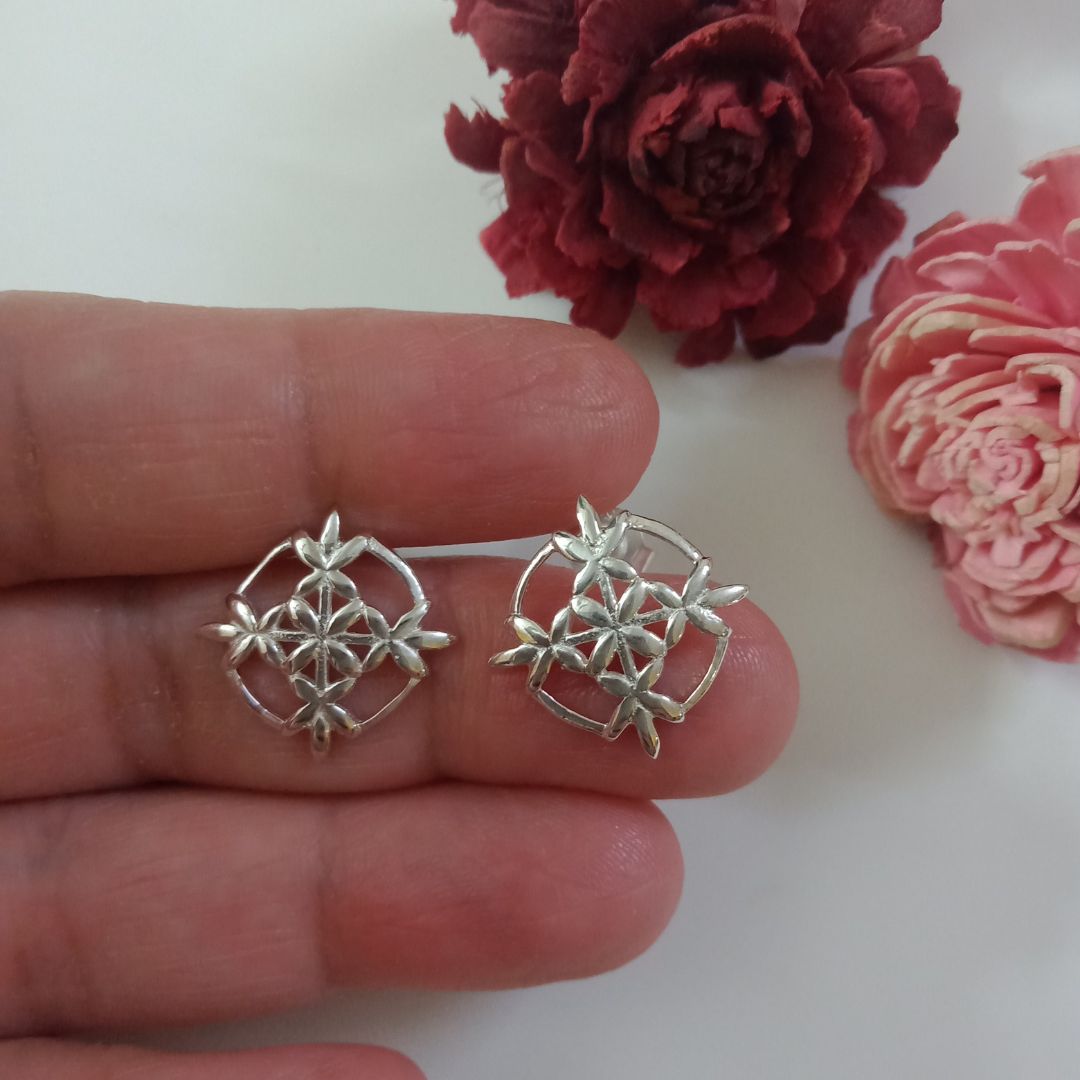 Lotus 925 Silver Earrings vijayshreesovanidesigns