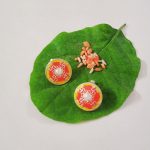 Red Yellow 92.5 Sterling Silver Swastik Ear studs