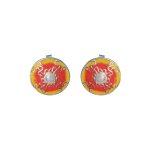 Red Yellow 92.5 Sterling Silver Swastik Ear studs