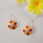 Red yellow 925 Silver rangoli Dangler Earrings