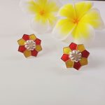 Red yellow 92.5 Sterling Silver rangoli Ear Studs