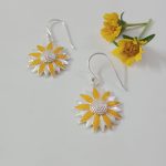 Sunflower 92.5 sterling silver earrings with hook