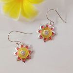 red yellow 925 silver rangoli dangler earrings