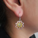 red yellow 925 silver rangoli dangler earrings