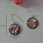 Dimensions of Double fish 92.5 sterling silver earrings with multicolour enamel