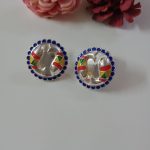 Double fish 92.5 sterling silver earrings with multicolour enamel