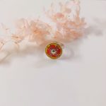 Swastik 92.5 Sterling Silver Ring with red and yellow enamel