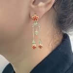 Gulmohar flower 92.5 sterling silver danglers with vibrant red yellow enamel