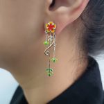 Gulmohar Flower 925 silver Delicate leaf dangle earrings