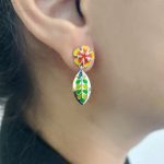 Gulmohar flower 925 silver marquise drop earrings