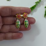 Gulmohar flower 925 silver marquise drop earrings