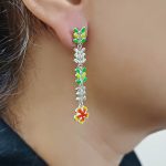 Layered Leaves 925 silver gulmohar flower dangler earrings