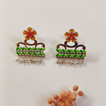 Dazzling Leaves Gulmohar 925 silver Earrings