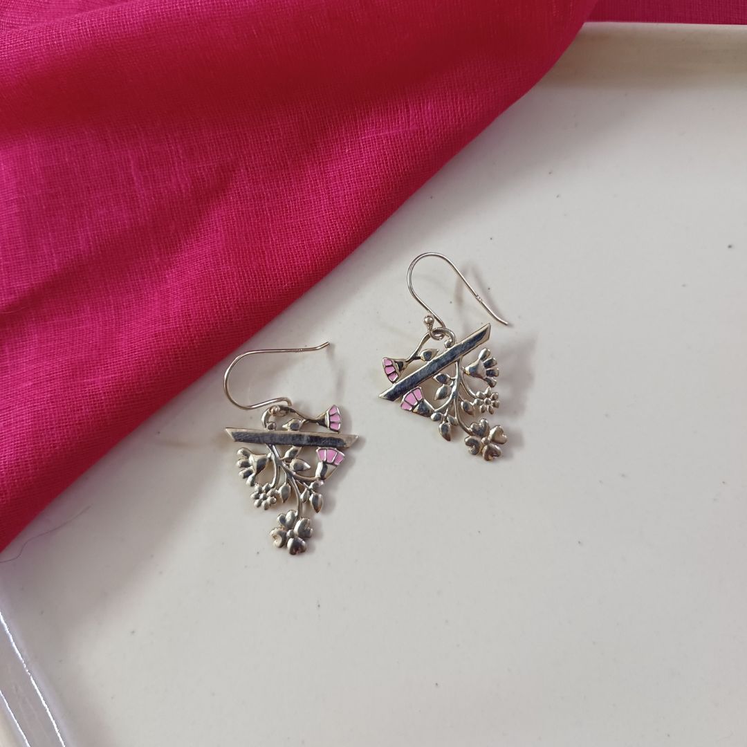 Radiant Buds 925 Silver Earrings_Pink_01 Pink Radiant Buds 92.5 Sterling Silver Earrings