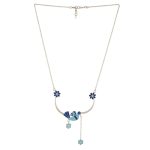 92.5 sterling silver bird necklace with blue enamel