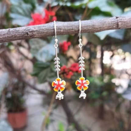 Delicate Gulmohar 925 Silver Danglers