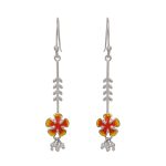 Delicate Gulmohar Flower 925 Silver Earrings - Image 2